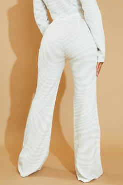 Rebellious Fashion Stone Wave Print Wide Leg Trousers - Sierra