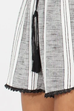 Rebellious Fashion Stripe Off The Shoulder Playsuit - Abigail