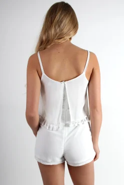 Rebellious Fashion Tammy White Tassel Playsuit