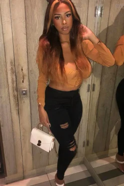 Rebellious Fashion Tan Long Sleeve Button Front Milkmaid Crop Top - Gillie