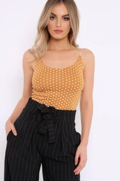 Rebellious Fashion Tan Polka Dot Crop Top - Synove