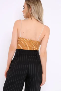 Rebellious Fashion Tan Polka Dot Crop Top - Synove