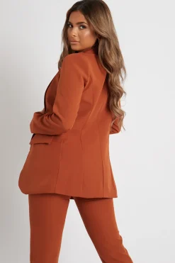 Rebellious Fashion Tan Tailored Blazer And Trouser Set - Raea