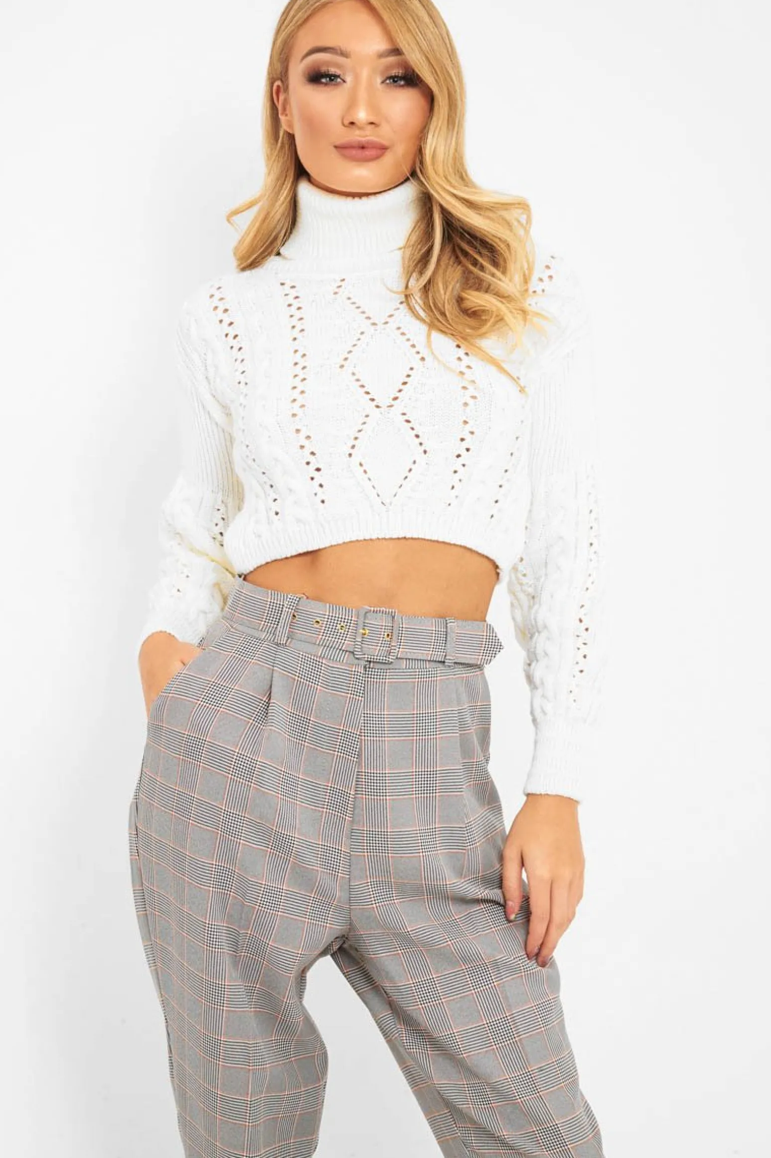 Rebellious Fashion Tartan High Waist Tapered Cigarette Trousers - Maddy