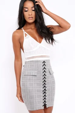 Rebellious Fashion Tartan Lace Up Mini Skirt - Lotty