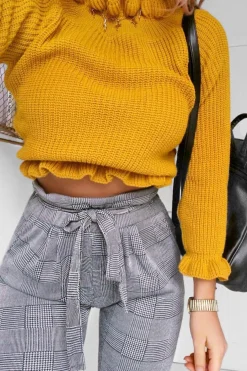 Rebellious Fashion Tartan Paper Bag Tie Waist Cigarette Trousers - Karmen