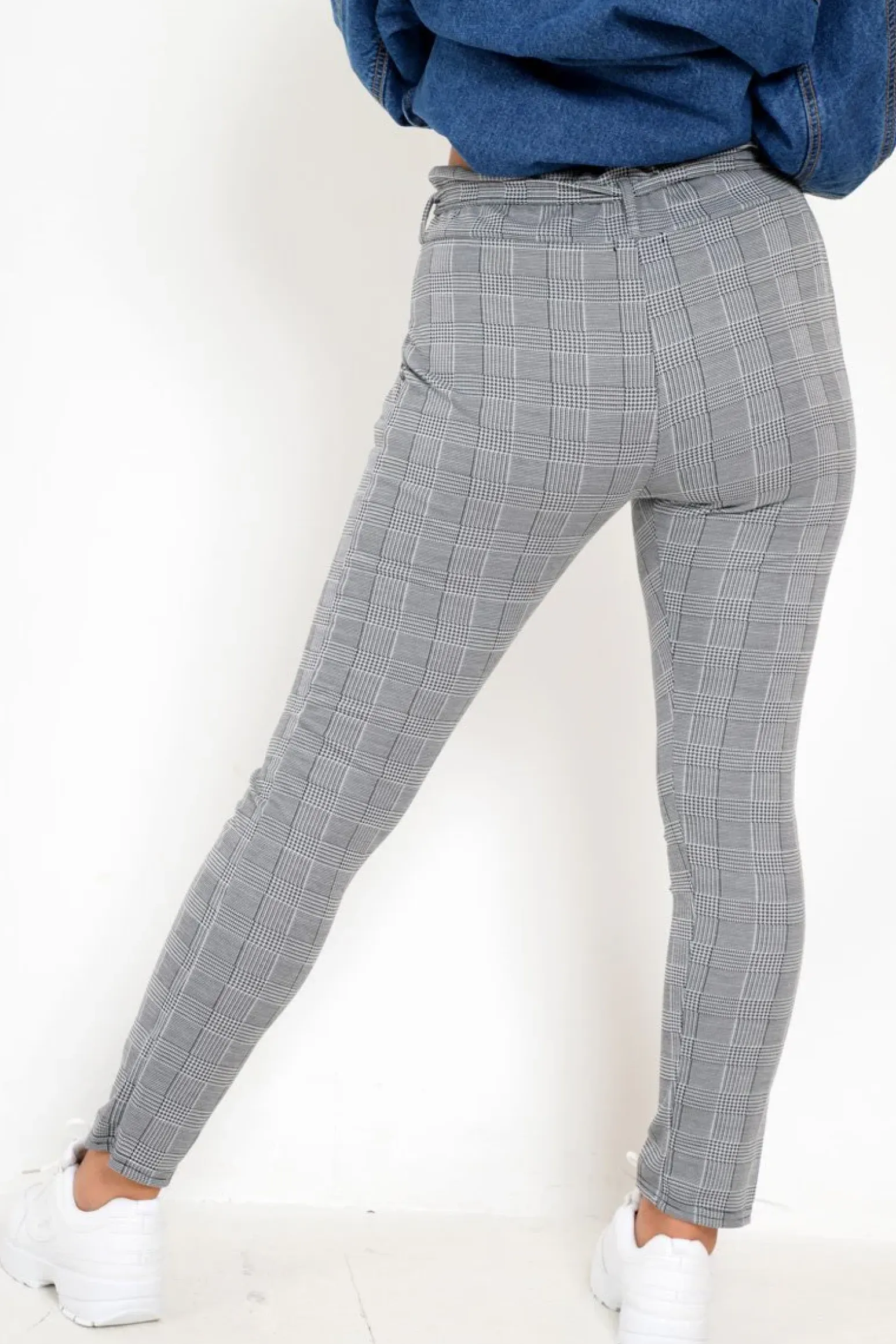 Rebellious Fashion Tartan Paper Bag Tie Waist Cigarette Trousers - Karmen