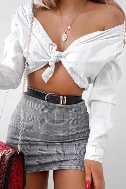 Rebellious Fashion Tartan Side Split Skirt - Selma