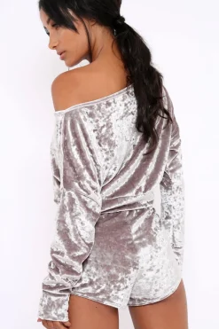 Rebellious Fashion Taupe Velvet Loungewear Set - Portia