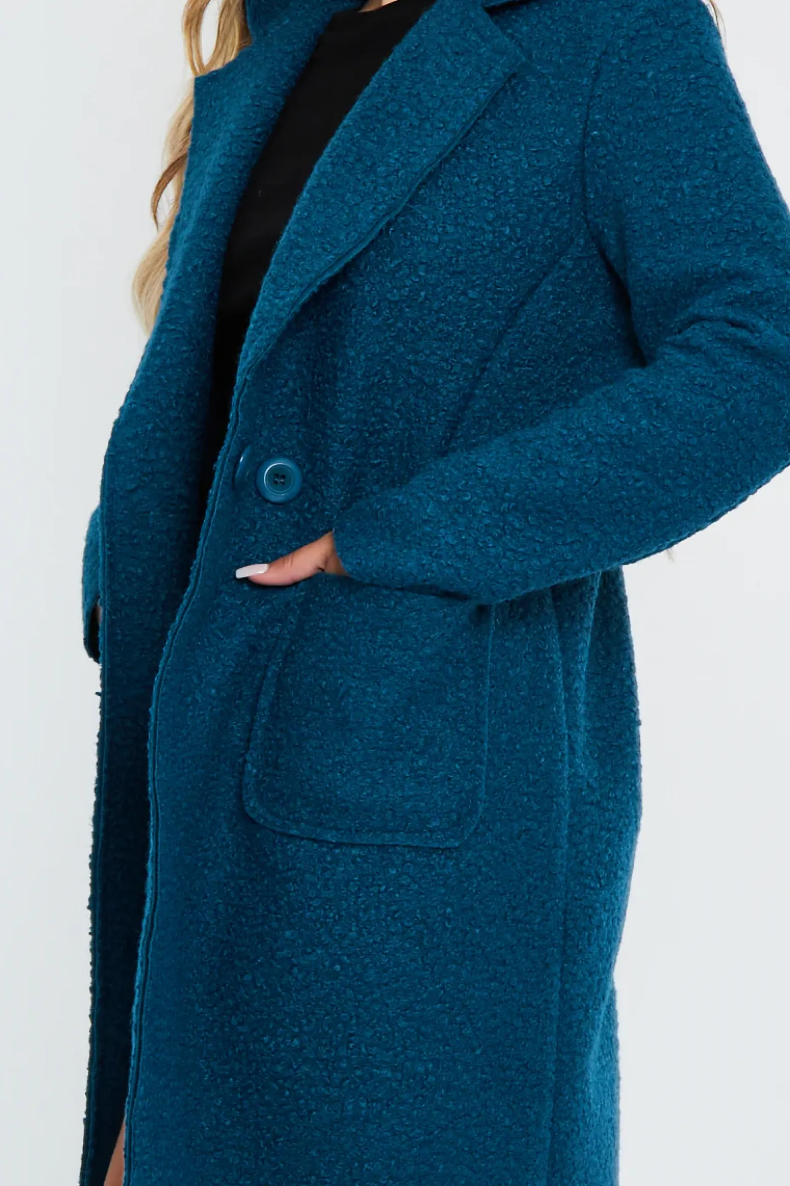 Rebellious Fashion Teal Blue Mid Length Teddy Coat - Madelin
