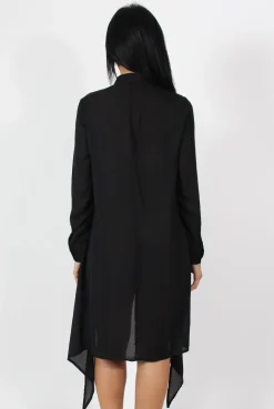 Rebellious Fashion Teri Black Dip Hem Shirt Dress