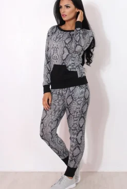 Rebellious Fashion Terma Black Snakeskin Loungewear Set