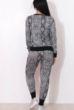 Rebellious Fashion Terma Black Snakeskin Loungewear Set