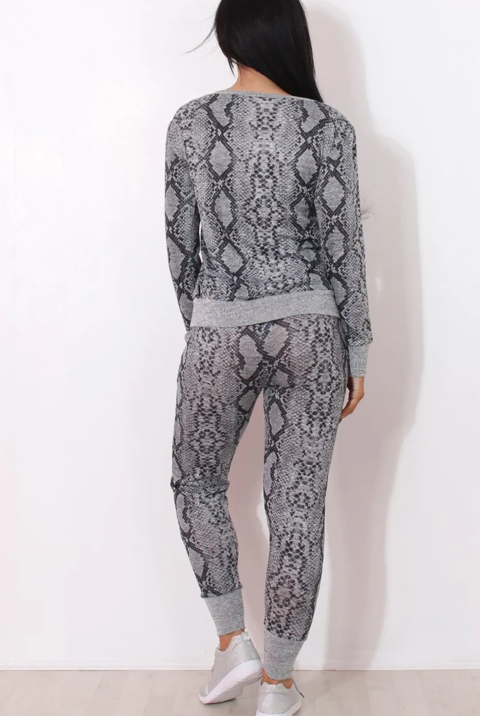 Rebellious Fashion Terma Grey Snakeskin Loungewear Set