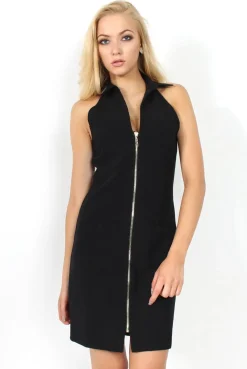 Rebellious Fashion Tia Black Plunge Pocket Dress