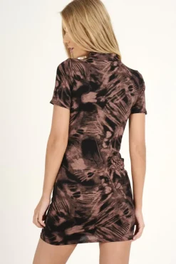 Rebellious Fashion Tie Dye Lace Up Dress - Abby