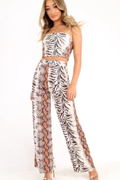 Rebellious Fashion Tiger Print Wide Leg And Crop Top Co-Ord -Sanvi