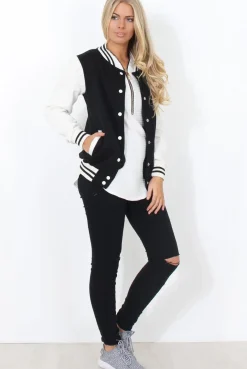 Rebellious Fashion Tomo White And Black Baseball Jacket