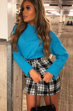 Rebellious Fashion Turqouise Knit High Neck Jumper - Jaelynn