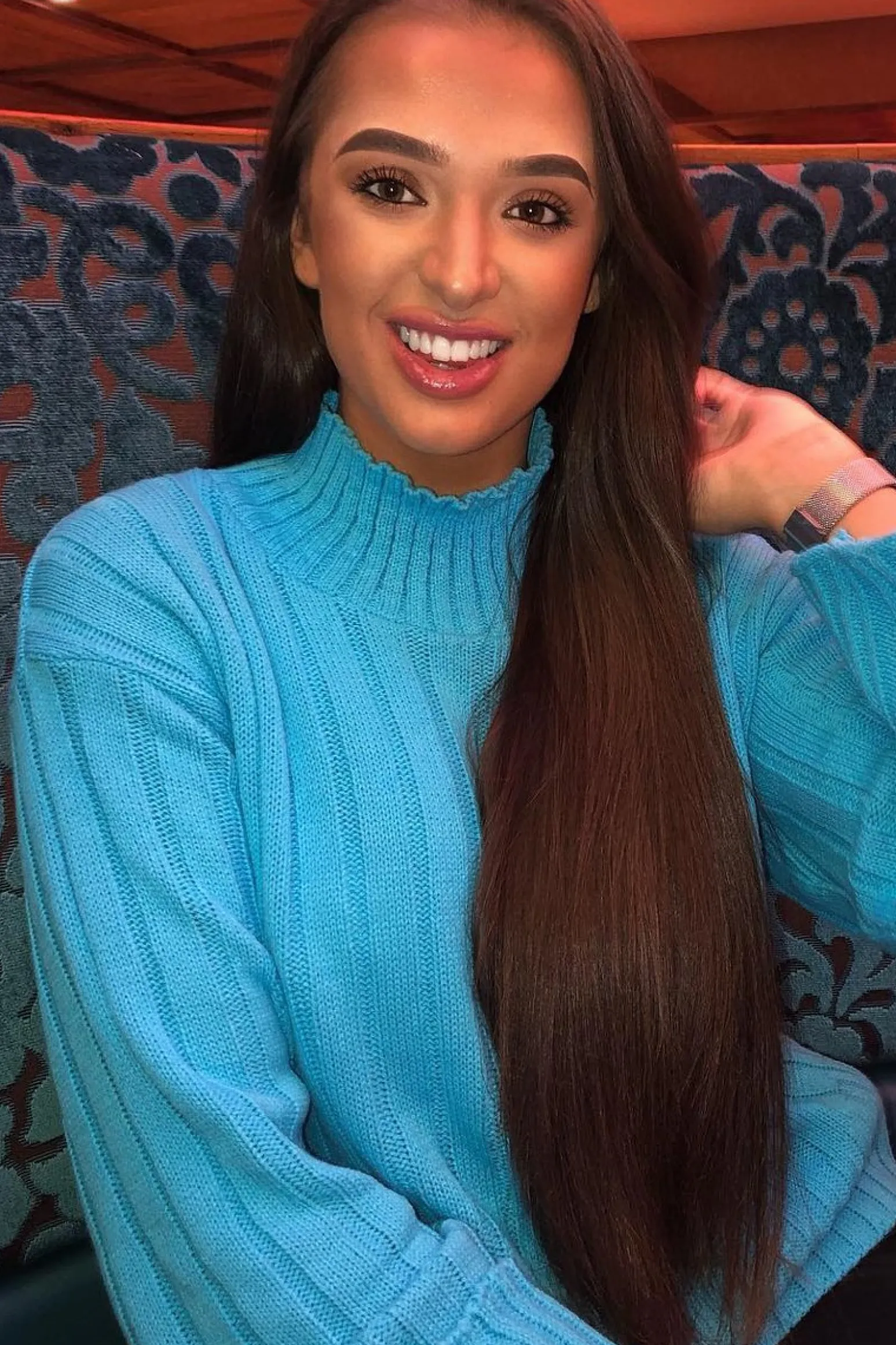 Rebellious Fashion Turqouise Knit High Neck Jumper - Jaelynn