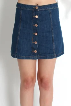 Rebellious Fashion Una Denim Button Front Skirt
