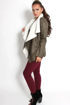 Rebellious Fashion Vanessa Khaki Suede Fur Lined Jacket
