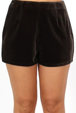 Rebellious Fashion Vera Khaki Velvet Shorts