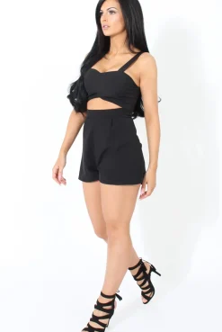 Rebellious Fashion Veronica Black Cut Out Playsuit