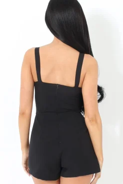 Rebellious Fashion Veronica Black Cut Out Playsuit