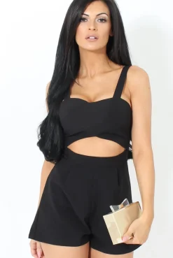 Rebellious Fashion Veronica Black Cut Out Playsuit