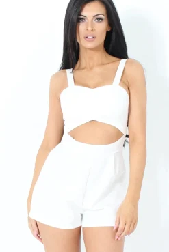 Rebellious Fashion Veronica White Cut Out Playsuit