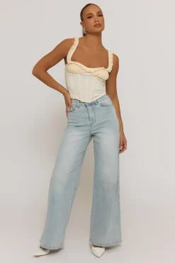 Rebellious Fashion Vintage Blue Stretch Wide Leg Jeans - Derry