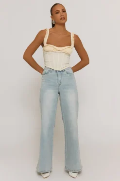 Rebellious Fashion Vintage Blue Stretch Wide Leg Jeans - Derry