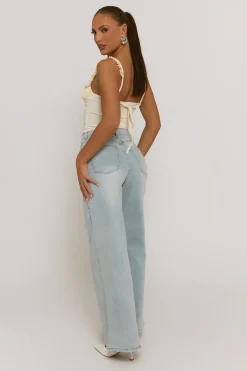 Rebellious Fashion Vintage Blue Stretch Wide Leg Jeans - Derry