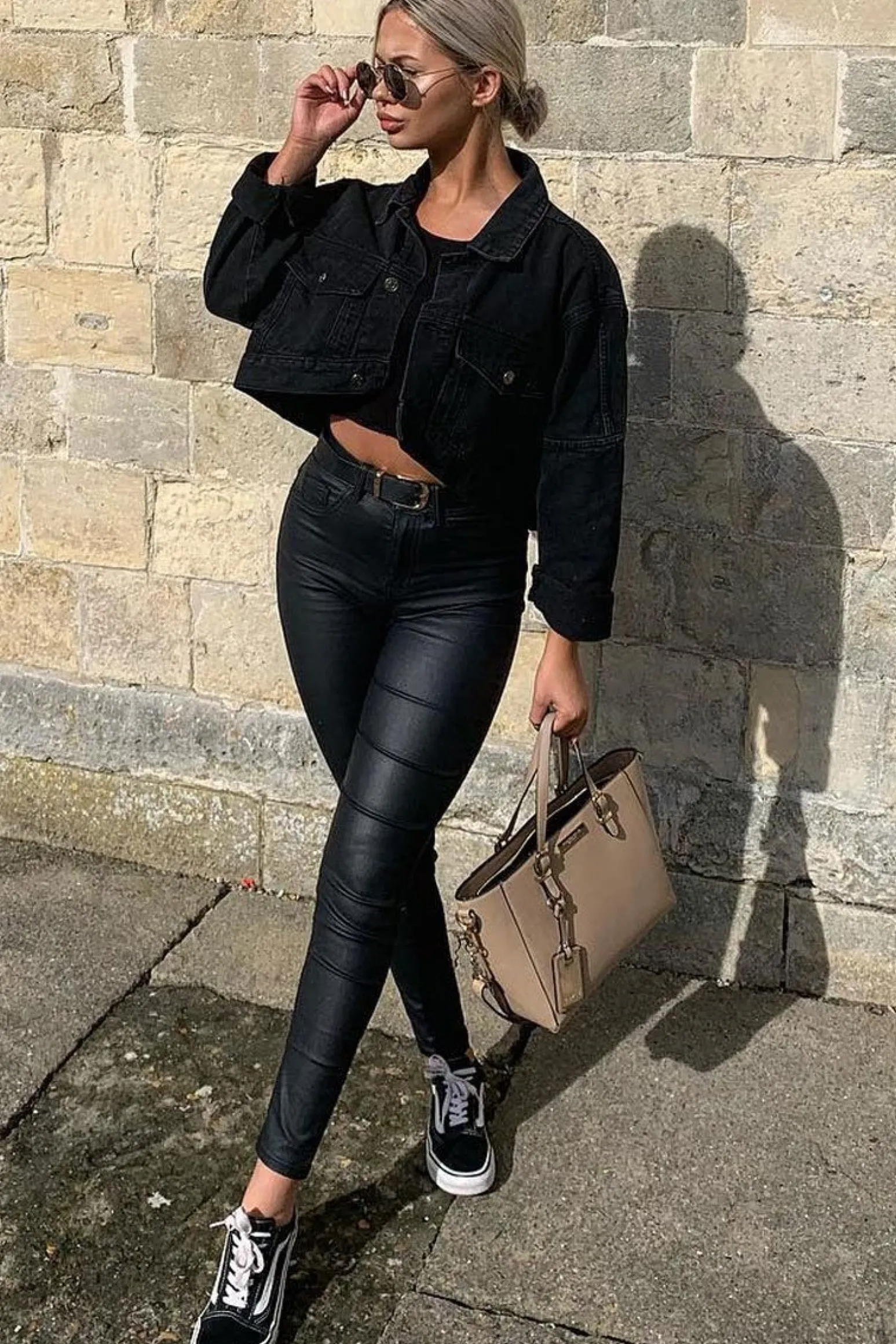 Rebellious Fashion Washed Black Crop Denim Jacket - Nianna