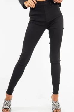 Rebellious Fashion Washed Black High Waist Skinny Fit Denim Jeans - Anatalia
