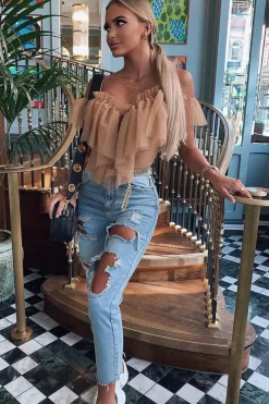 Rebellious Fashion Washed Blue Distressed Jeans - Gilly