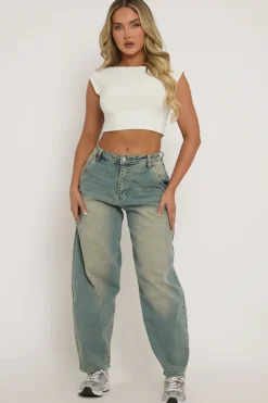 Rebellious Fashion Washed Blue Stretch Balloon Jeans - Tabitha