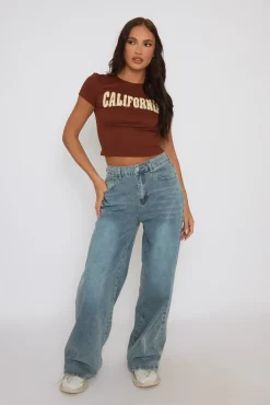 Rebellious Fashion Washed Blue Wide Leg Jeans - Lilla