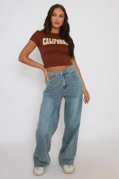 Rebellious Fashion Washed Blue Wide Leg Jeans - Lilla