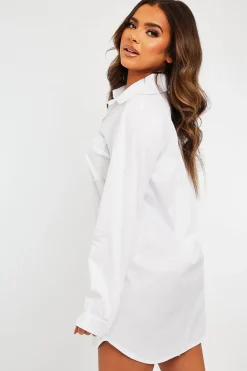 Rebellious Fashion White Oversized Shirt Dress - Chelby