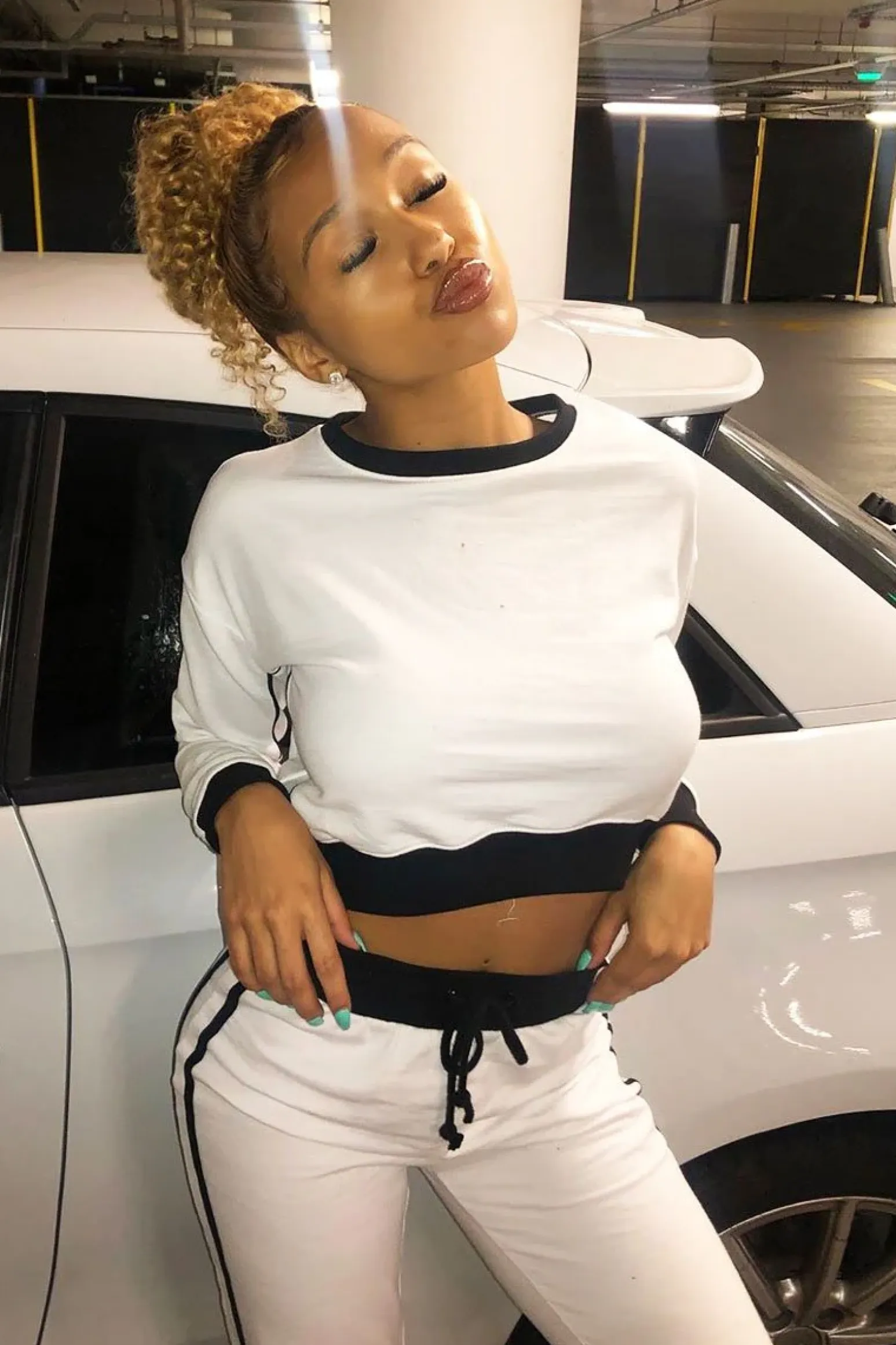 Rebellious Fashion White and Black Side Stripe Sweatshirt and Jogger Set - Miliany