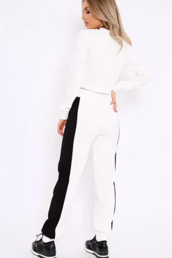 Rebellious Fashion White And Black USA Side Stripe Tracksuit - Simmy