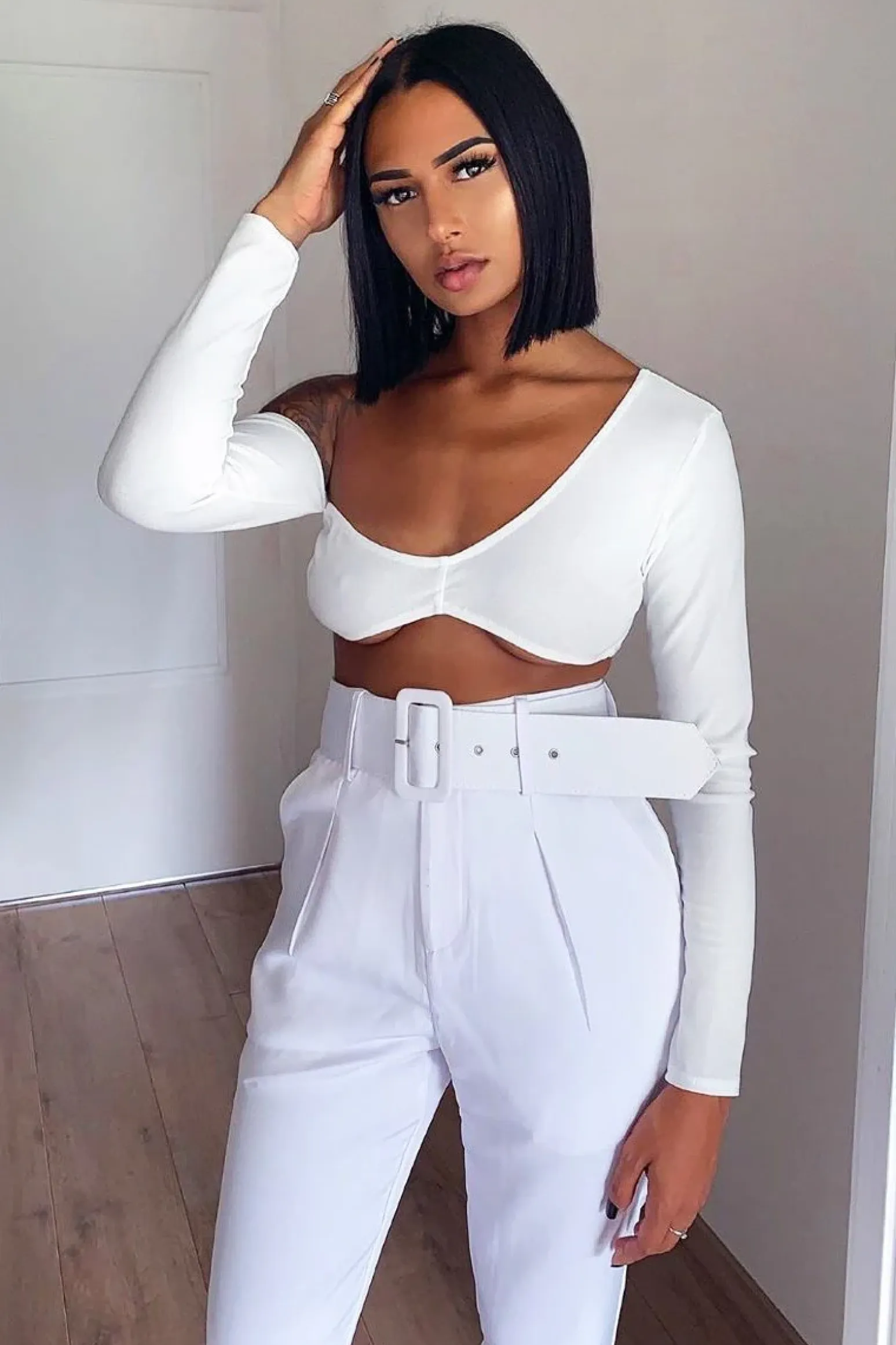 Rebellious Fashion White Asymmetric Crop Top - Nicki