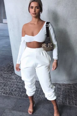 Rebellious Fashion White Asymmetric Crop Top - Nicki