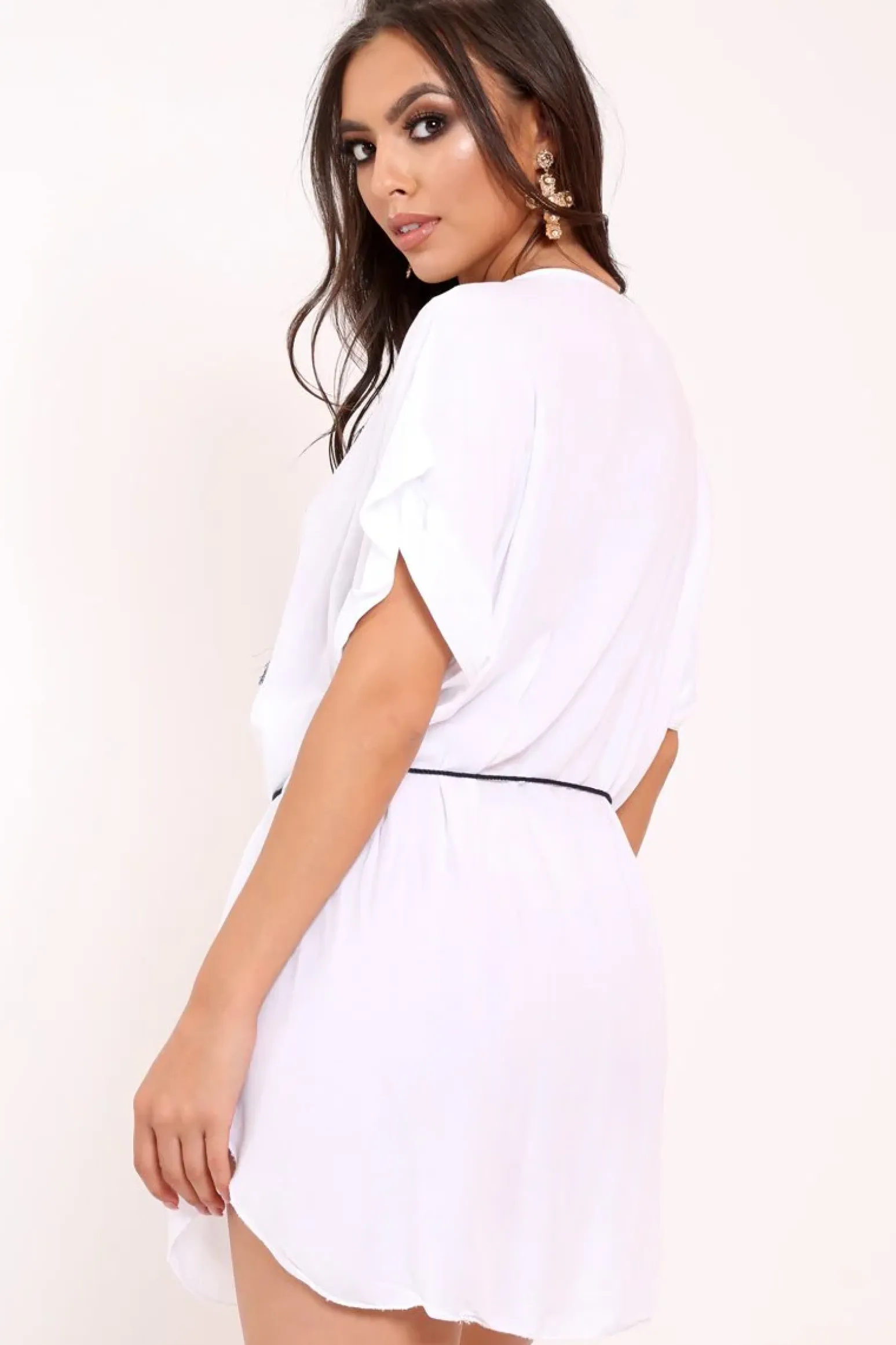 Rebellious Fashion White Aztec Multi Embroidery Dress - Aabriella