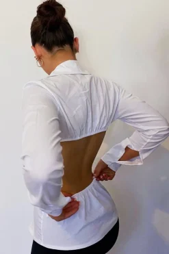Rebellious Fashion White Backless Cut Out Shirt - Maja