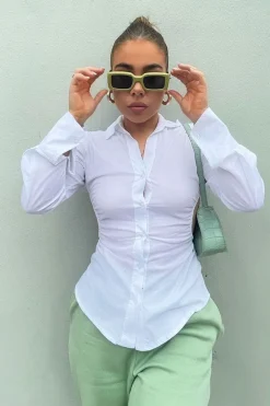 Rebellious Fashion White Backless Cut Out Shirt - Maja