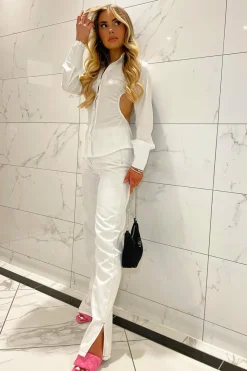 Rebellious Fashion White Backless Cut Out Shirt - Maja