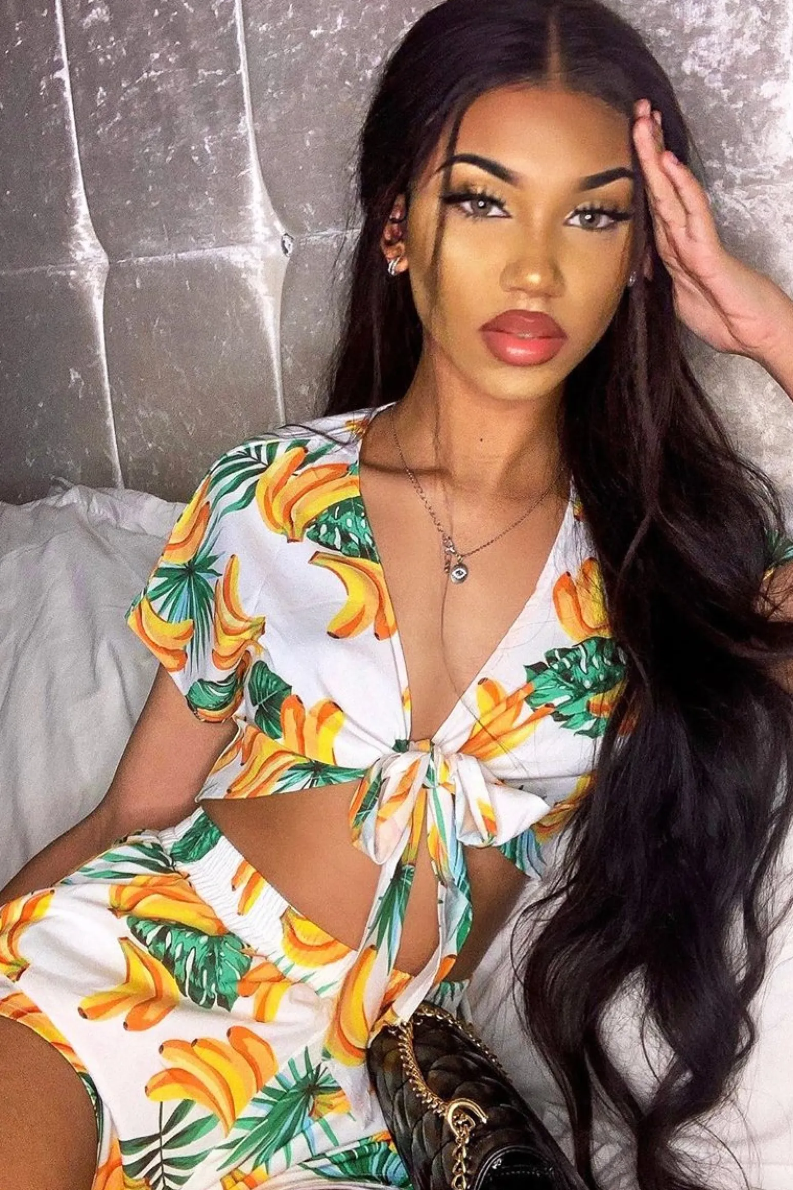 Rebellious Fashion White Banana Crop Top and Short Co-ord - Gabi